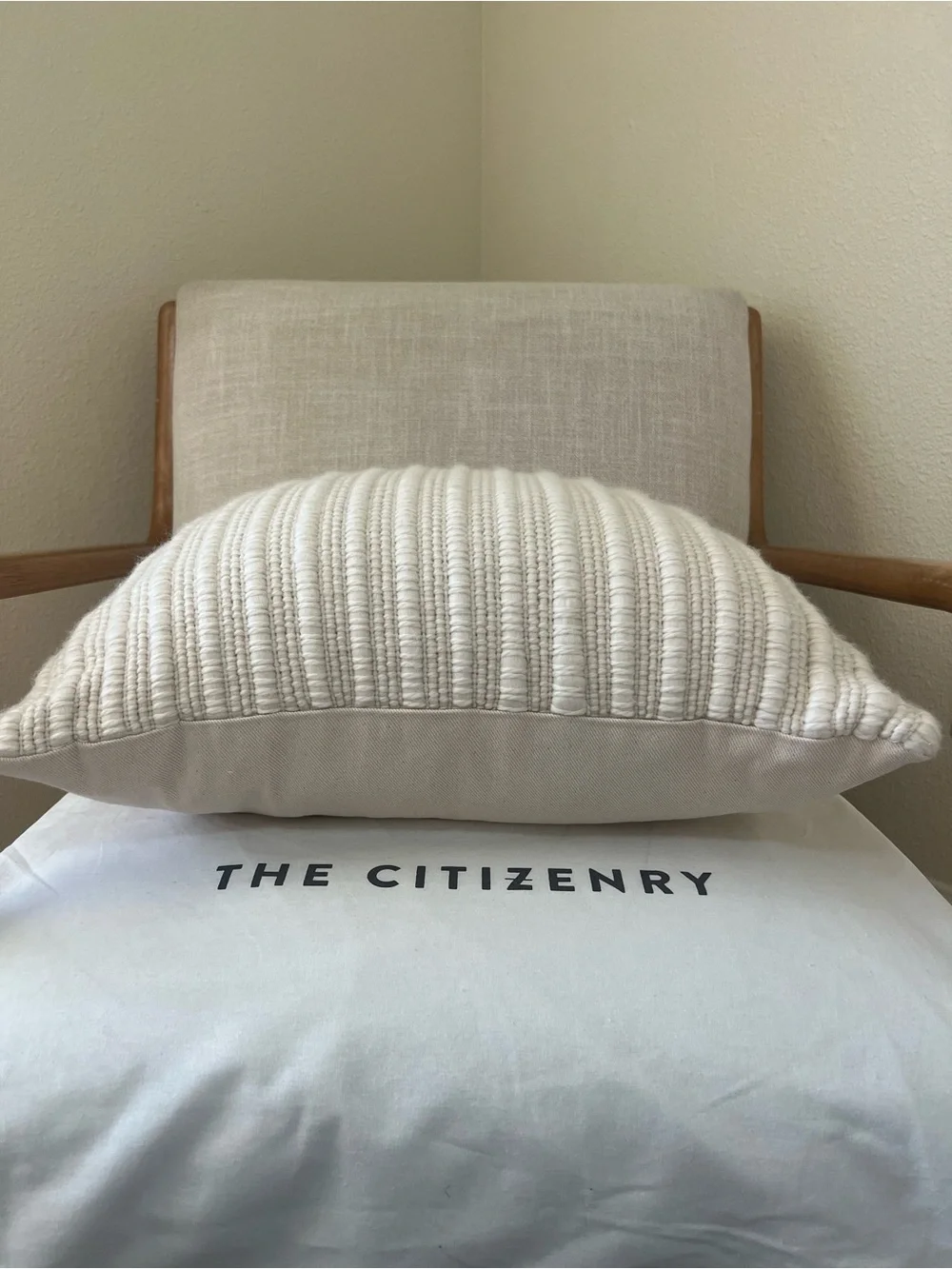 The Citizenry La Duna Cream Ribbed Knit Accent Pillow